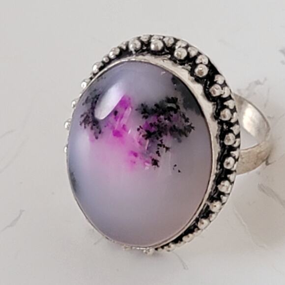 Sterling Silver Purple Stone Ring – Bohemian Statement Jewelry – Size 8 - Picture 9 of 15
